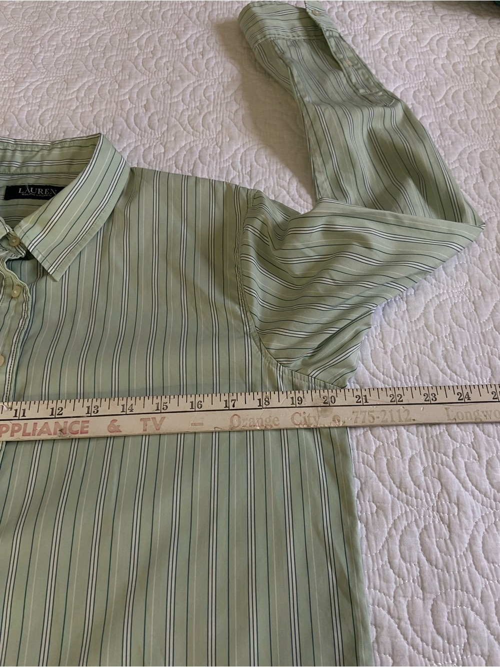 Ralph Lauren Light Green Striped Button Down Shirt Size Large - Picture 10 of 12